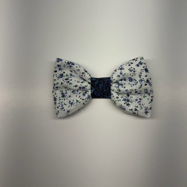 Floral patterned bow tie on a white background