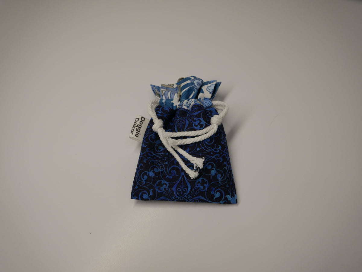 Dog poo bag roll holder in dark and light blues - Doggie Dekor