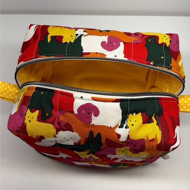 Colorful bag with dog pattern on a white background